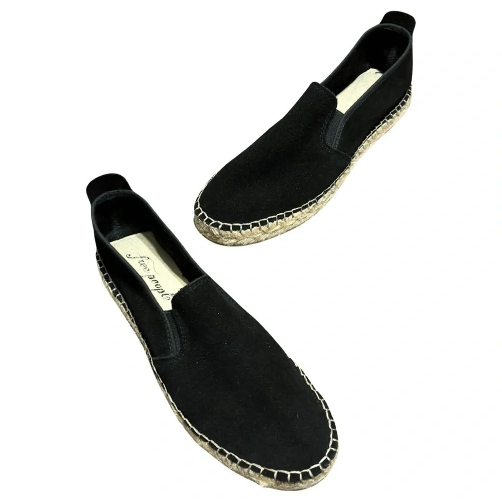 Free People black suede espadrilles size 8